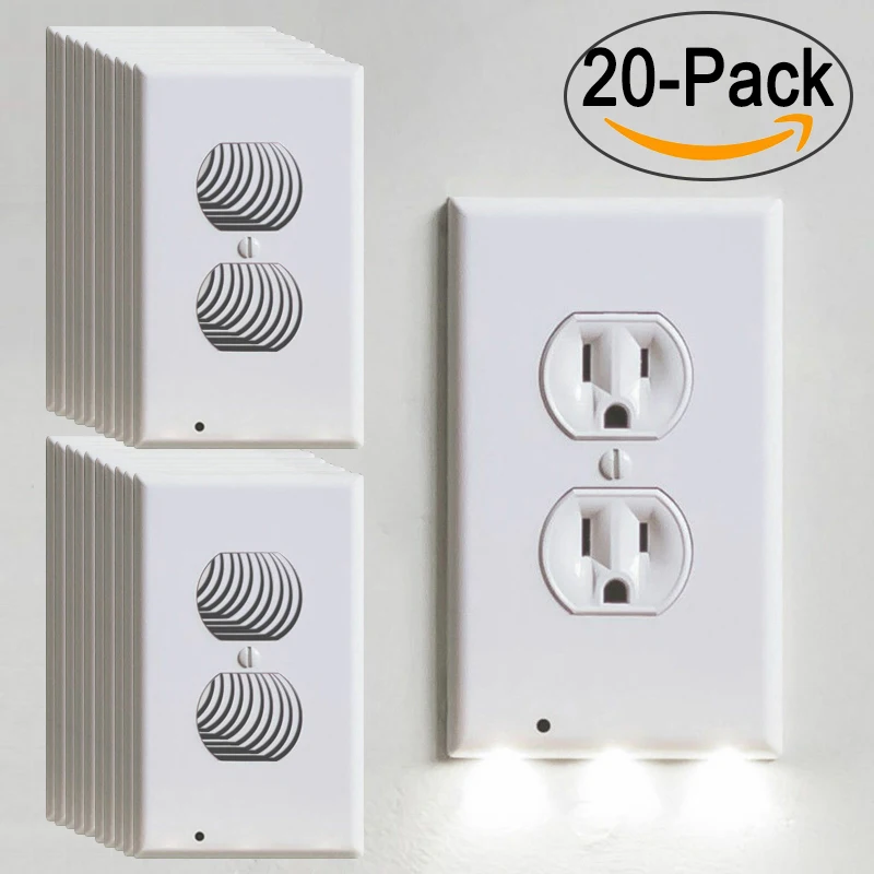 20Pack Kohree 10 шт розетки накладка-чехол с светодиодный ночной Светильник Безопасности Светильник Сенсор штекер накладка розетка переключатель крышки для прихожей - Испускаемый цвет: 20Pack