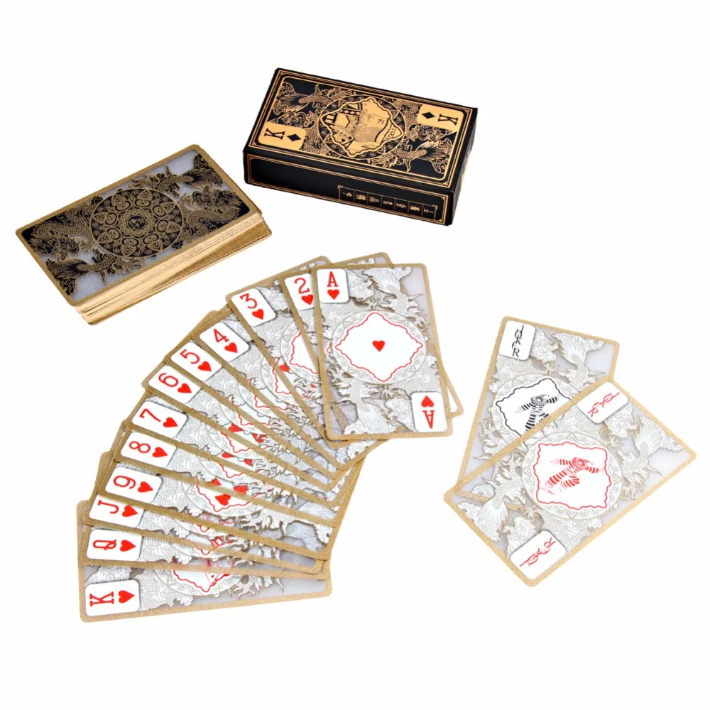 

Waterproof Playing Cards Transparent PVC Crystal Phnom Penh Poker Card Plated Gold Foil Playing Cards for party Family Card Game