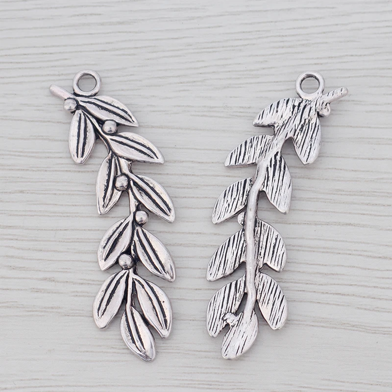 10 x тибетский серебряный лист подвески в виде ветки Кулоны из нержавеющей стали