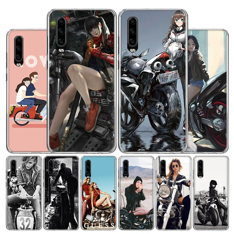 Чехол для телефона девушка локомотива мотоцикл чехол Huawei P40 P30 P20 10 Mate 20 30 Lite Plus Pro P