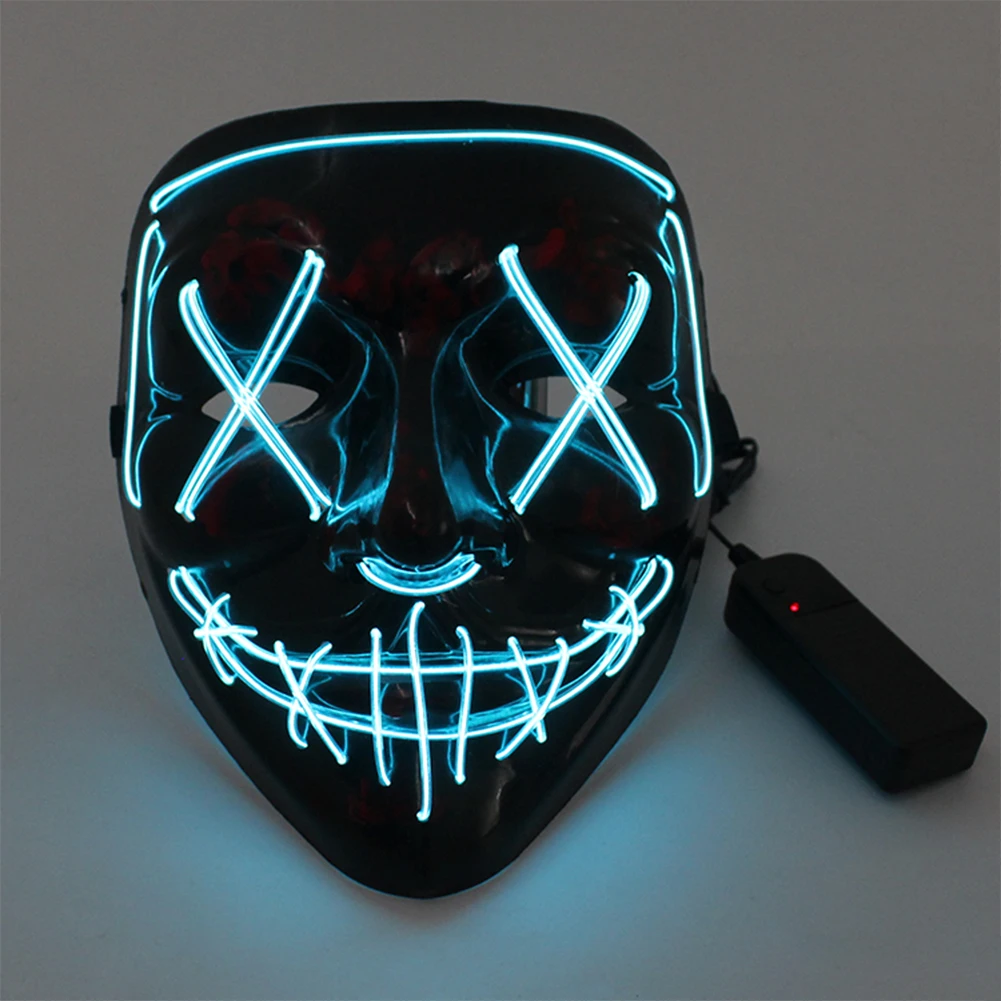 

Horror LED Mask Halloween Cosplay DJ Bar Party Neon EL Wire Light Up Glow Masks Masquerade Carnival Festival Scary Costume Props