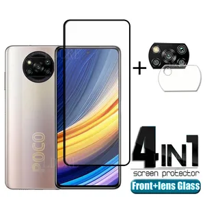 4 in 1 for poco x3 pro glass for xiaomi poco x3 pro tempered glass protective screen protector for poco f3 m3 x3 pro lens glass free global shipping
