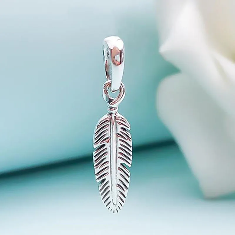 

100% 925 Sterling Silver Charm Creative Dream Catching Feather Pendant Fit Pandora Women Bracelet & Necklace Diy Jewelry