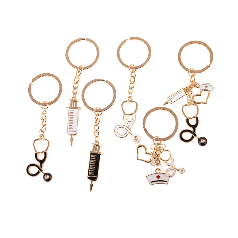 

Sansango 6Pcs/set Doctor Keychain Medical Tool Stethoscope Syringe Key Ring Nurse Medical Gift Keychain Souvenir