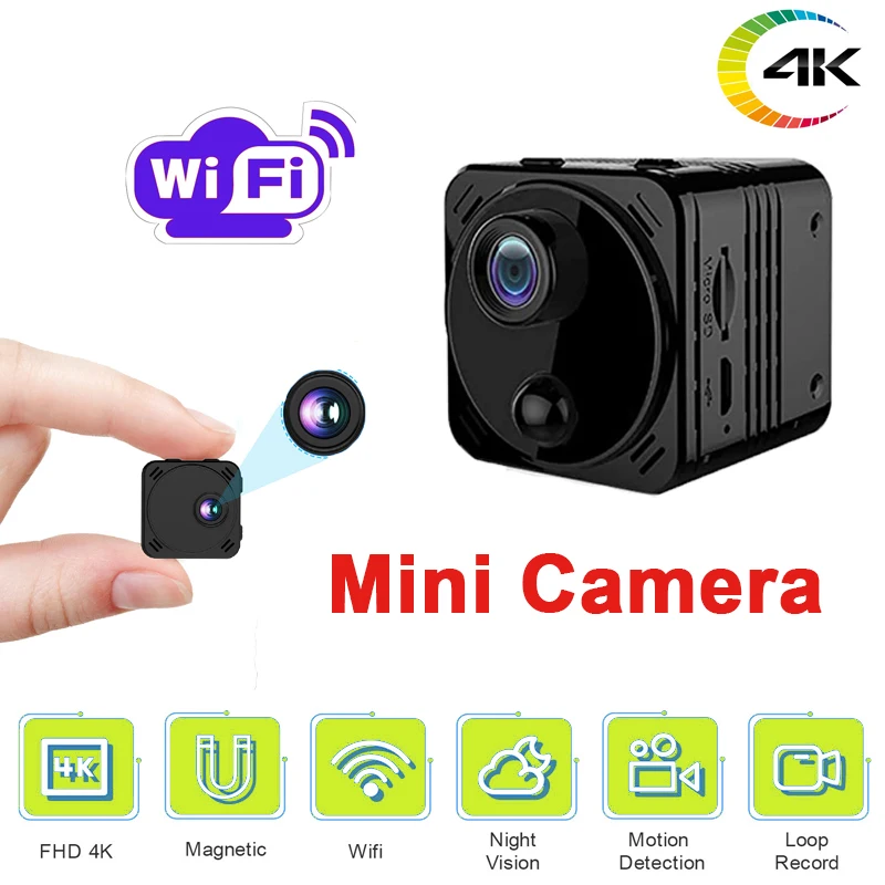 

HD 4K ip-камера широкоугольная беспроводная Wi-Fi мини-камера Домашняя безопасность видеорегистратор Ночное Видение Детектор движения видеокам...