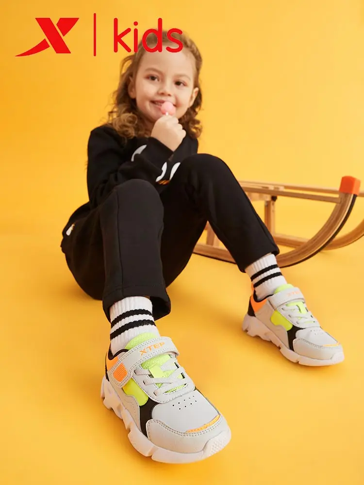 Xtep Children Casual Sneakers Boys Girls Kids Comfortable Velcro Running Shoes Patchwork Mix-color Sneaker 681416329127 | Спорт и