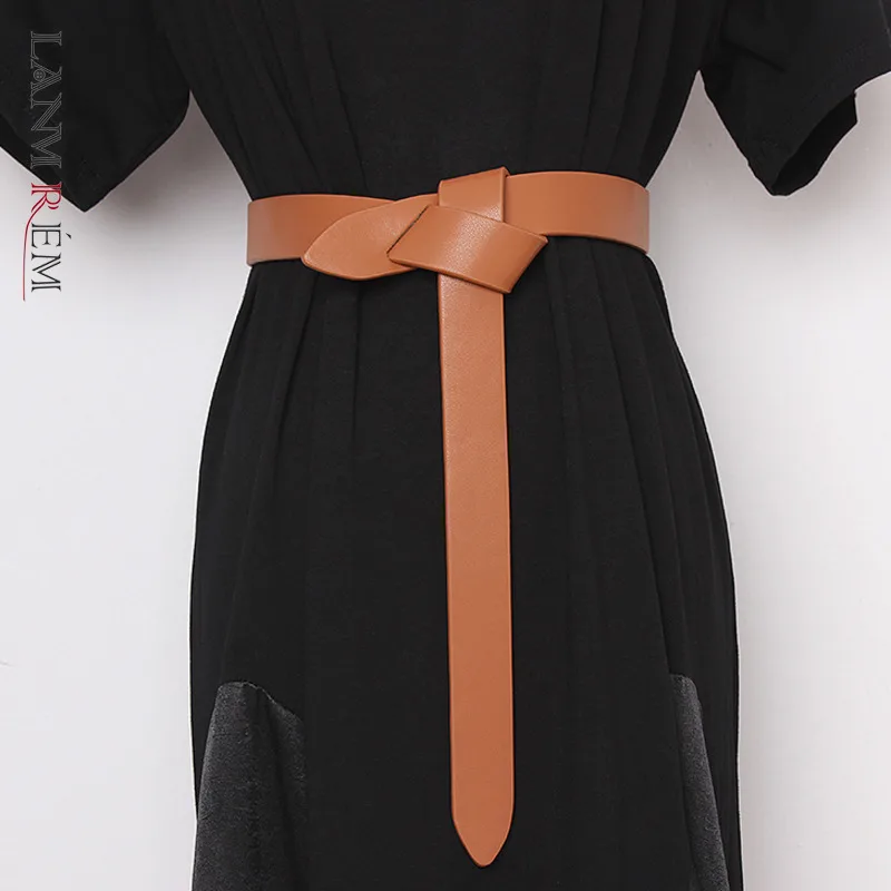 

LANMREM Casual Tie A Knot Pu Leather Belt Personality Women New Fashion Tide Dress All-match Accessories Autumn 2021 2W252