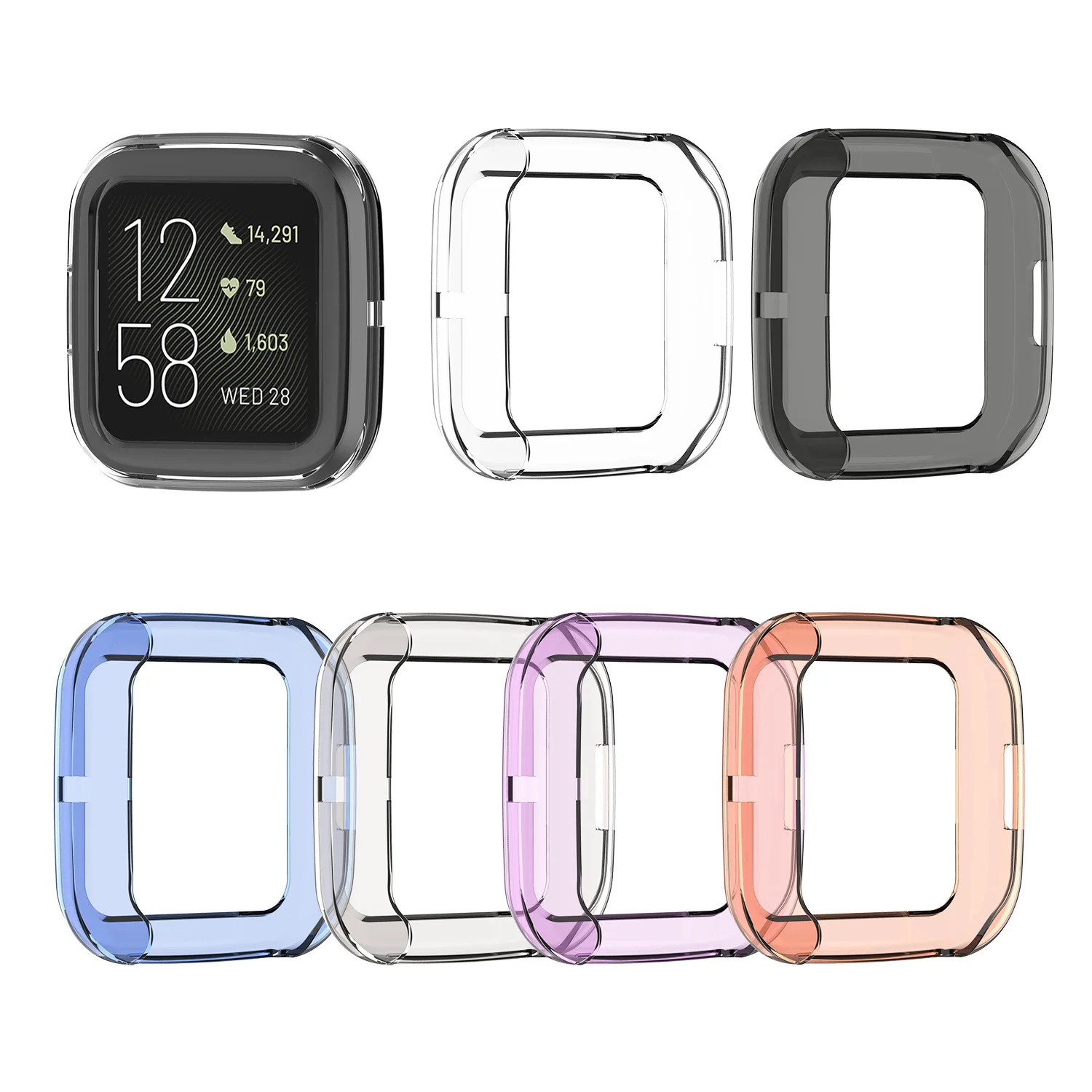 50 шт./лот мягкий ТПУ прозрачный силикон чехол для Fitbit Versa 2 Smartwatch защитный корпус Versa2 сменные часы аксессуары