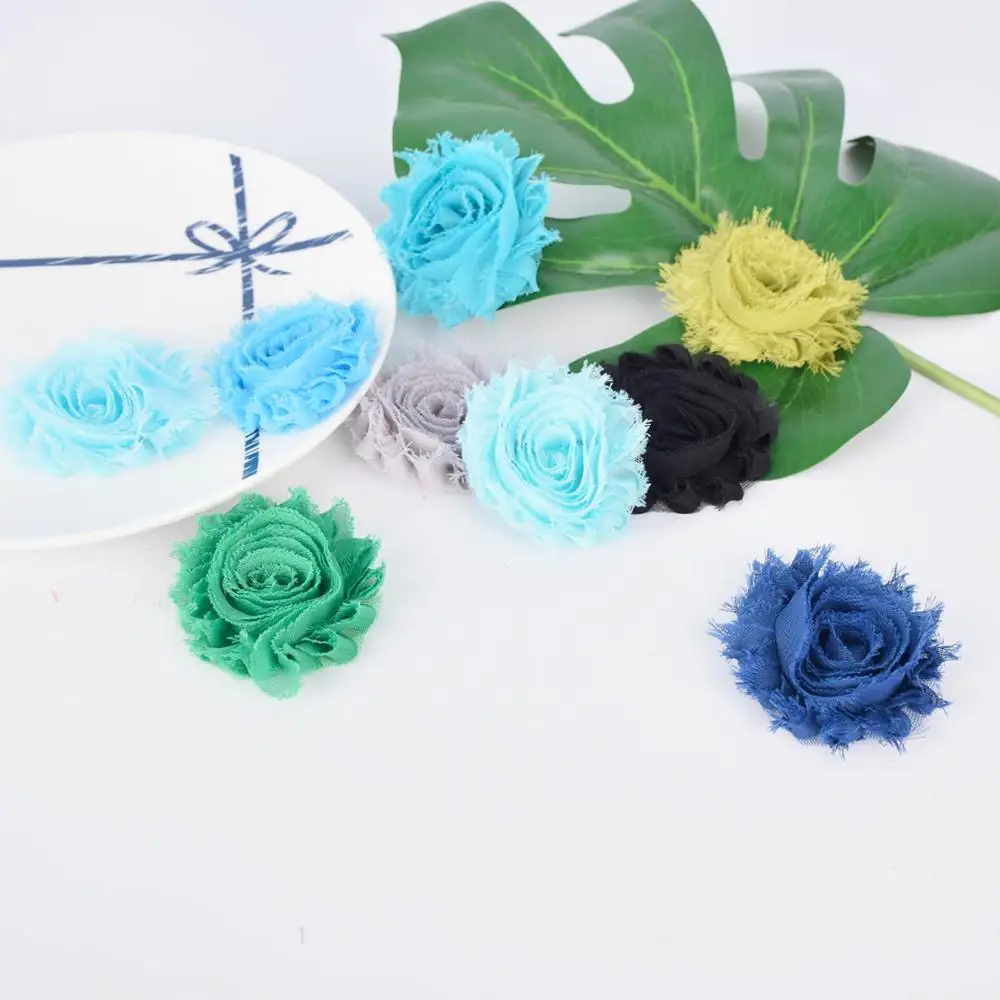 10 шт./лот потертый изнашиваемый шифон цветы DIY Hairband аксессуары без клипов милые