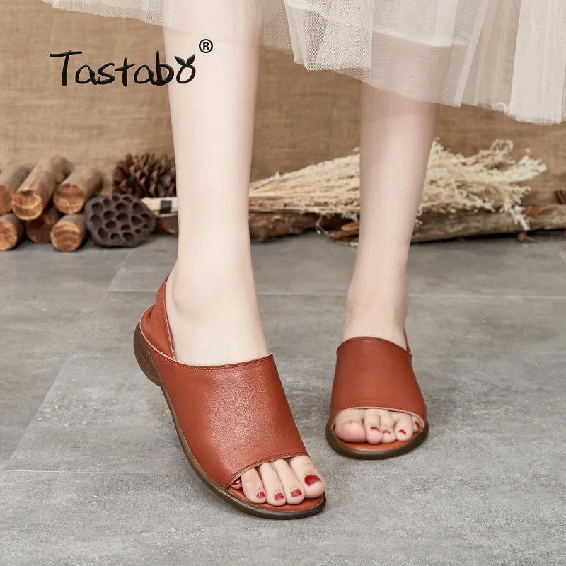 Женские сандалии 2020 из натуральной кожи клинообразные летние повседневная обувь