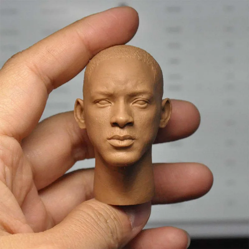 

Unpainted 1/6 Will Smith Head Sculpt PVC Male Soldier Head Carving Model Fit 12'' Action Figure Body for Painting Exercise
