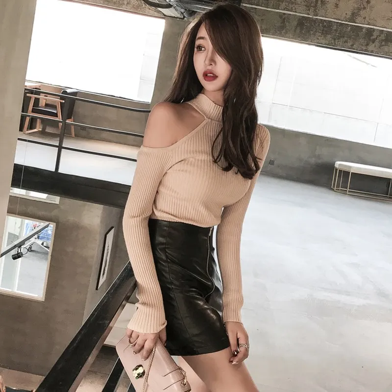 Зимний женский пуловер свитера топы облегающий вязаный свитер на весну и осень с