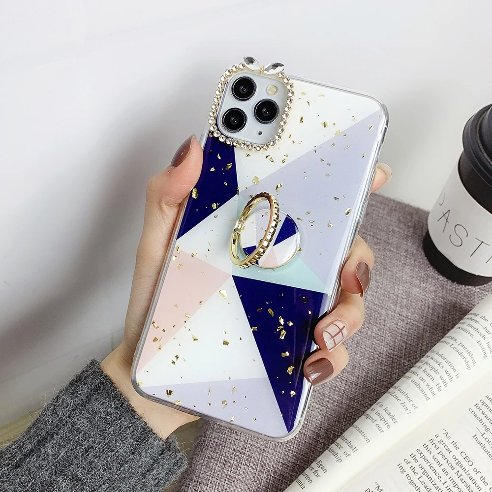 Чехол для телефона LOVECOM с геометрическим кольцом держателем iPhone 11 Pro Max XR X XS 7 8 6 Plus