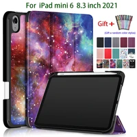 with pencil holder tablet case for ipad 2021 mini 6 8 3incha2568 a2569smart three fold stand case with auto sleep wake pen