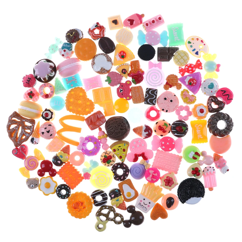 

10pcs/lot Hot Mini Food Cakes Donuts Biscuit Miniature Mixed Food Set Kitchen Decor For Children Kid Gift Random Doll House