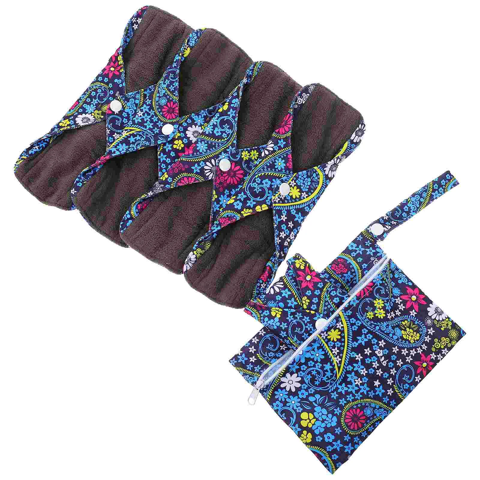 

6Pcs Bamboo Charcoal Nursing Mats Washable Sanitary Pads with Pouch