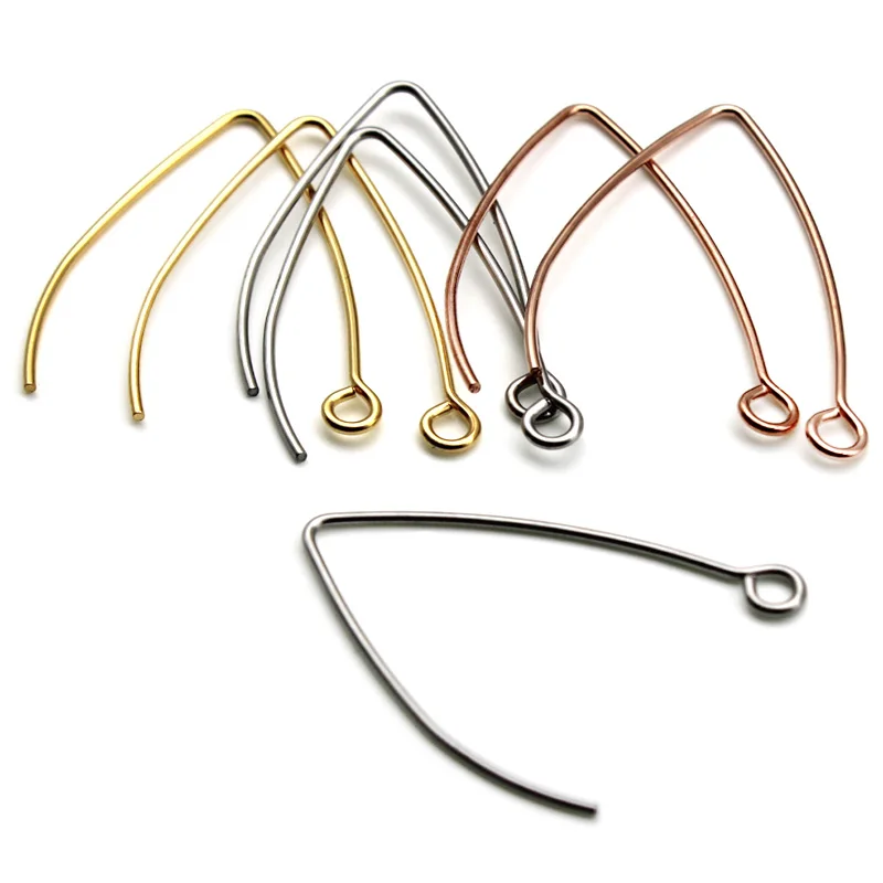 

50pcs/lot 0.8mm thick 316 Stainless Steel Gold Earring Hooks Earring Hoops Findings Ear Wires Clasp for DIY Jewelry Making