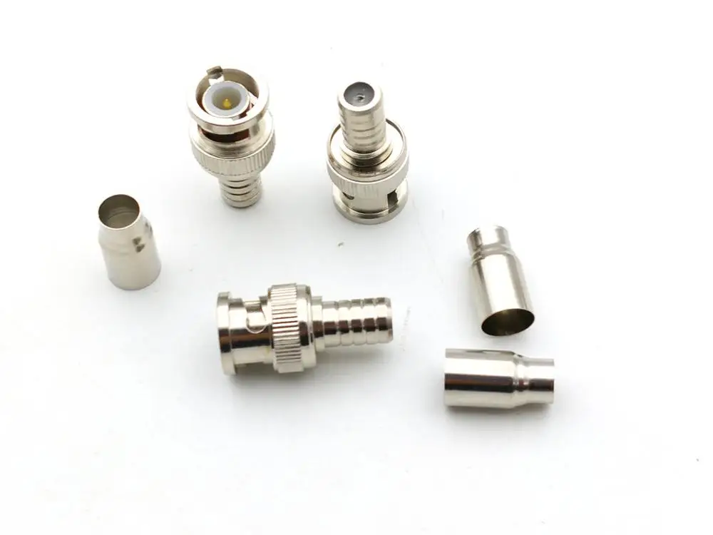 100 шт. обжимной на BNC Мужской RG59 коаксиальный разъем для камеры видеонаблюдения |