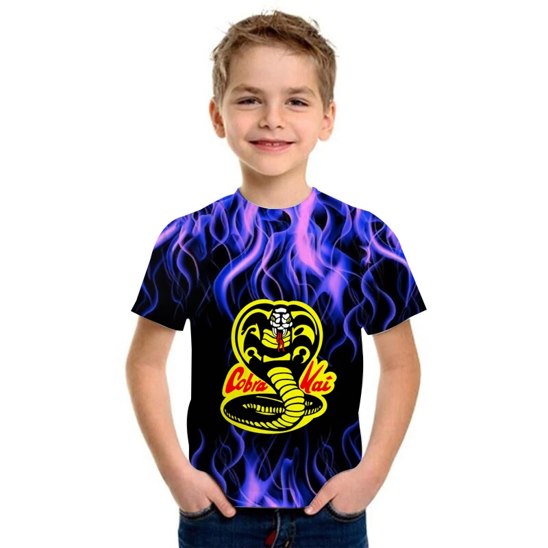 

2021 COBRA KAI Kids T-Shirts Summer Tee Shirt Tops 3D Print T Shirt Boys Girs T-Shirt Homme Fashion Tshirts 2T-10T Tops & Tees