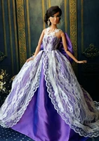 purple bowknot lace wedding dress for barbie doll fashion evening party long dresses doll clothes for barbie 16 doll accessory