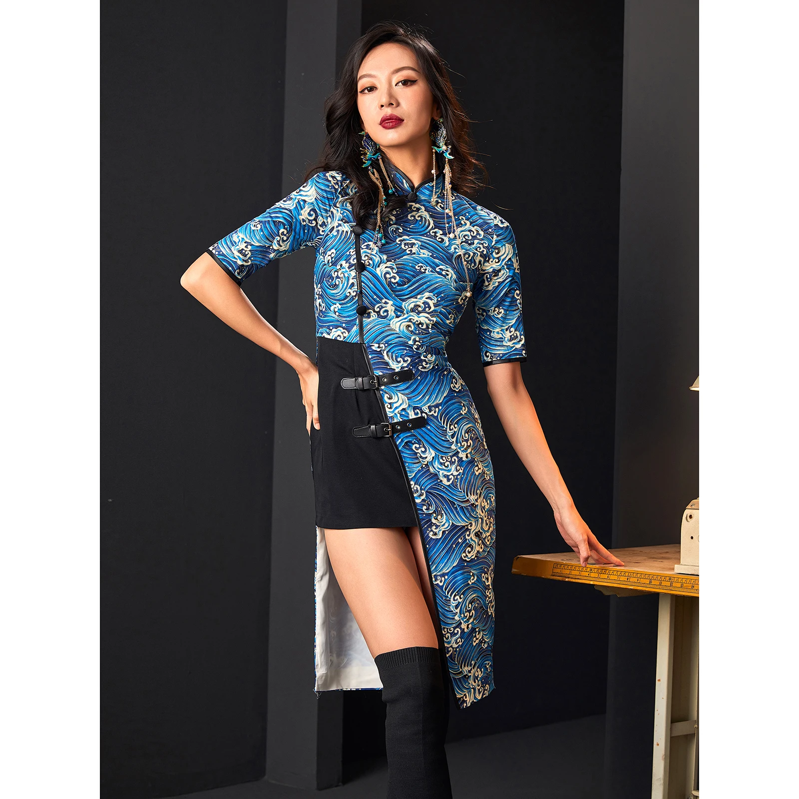 

Fu lang / 2020. Original female Japanese yamato-e stylist unilateral asymmetric cultivate morality robe