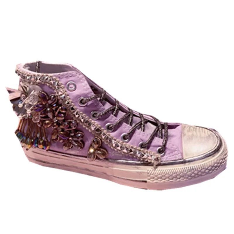 

Women Flower Casual Sneakers Female High Canvas Shoes Woman Soft Brand Flats Ladies Sport Sneakers Zapatos De Mujer Trainers New