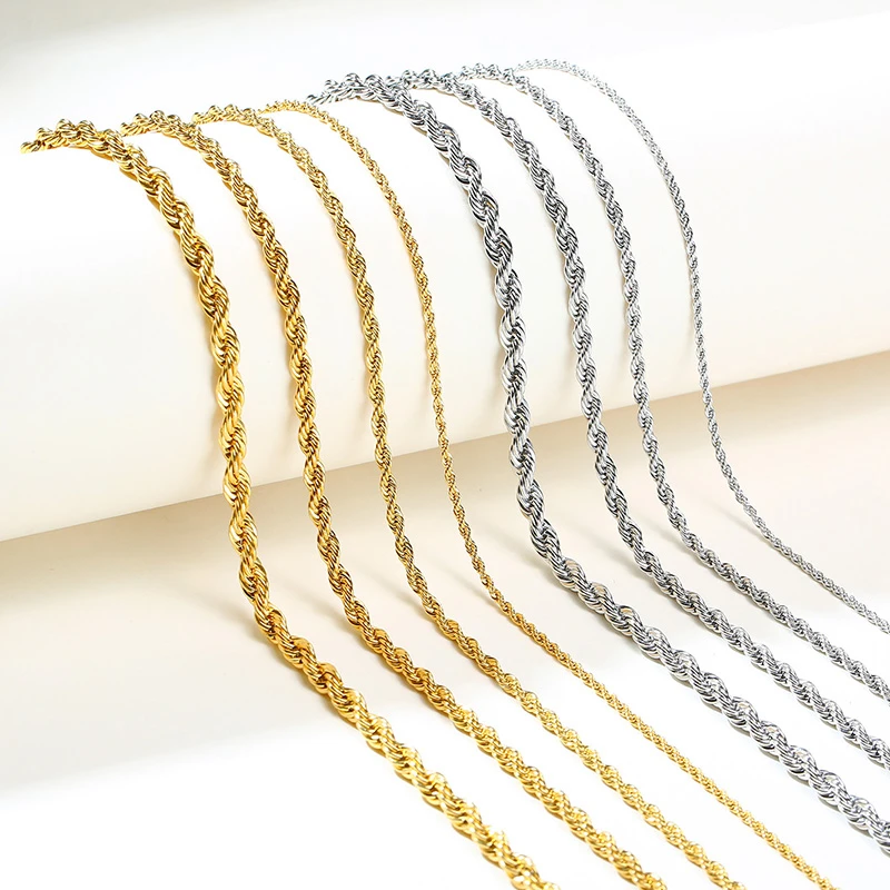 

Chic 2020 Fashion Twisted Sigapore Rope Chain for Women 3-5mm Stainless Steel Choker Street Candid Minimalist Statement Necklace