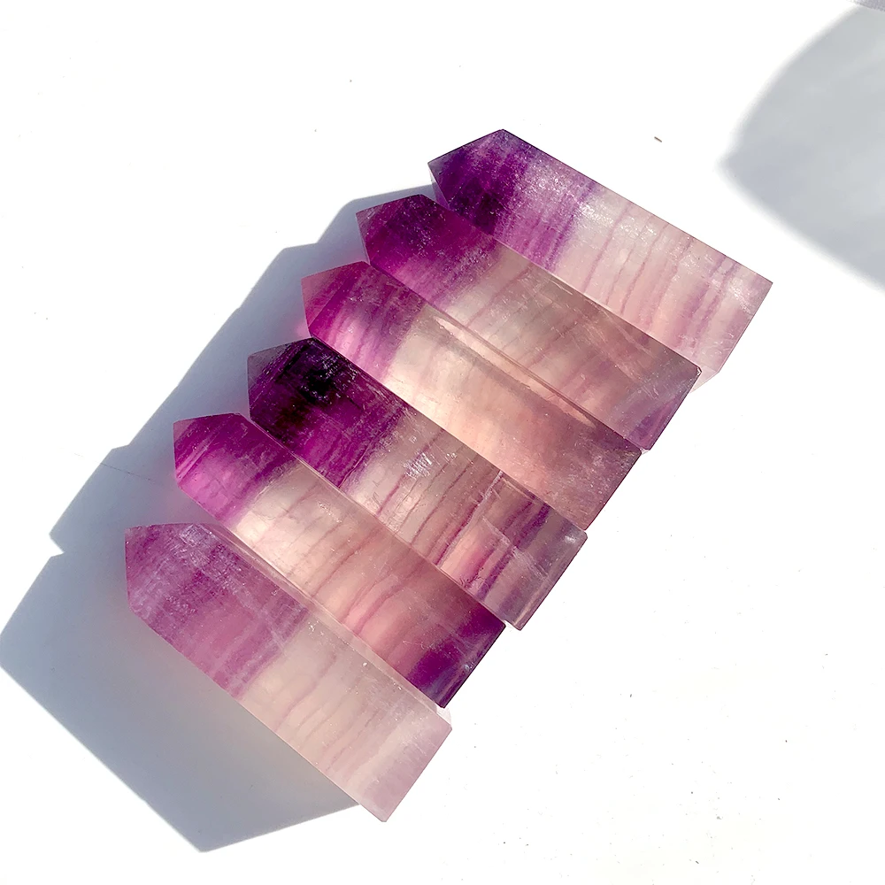 1 шт. натуральный кристалл розовый фиолетовый флюорит драгоценный камень