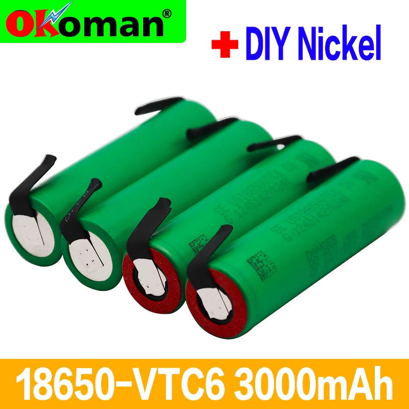 100% Новый оригинальный vtc6 3 7 v 3000 mah 18650 литиевая аккумуляторная батарея для