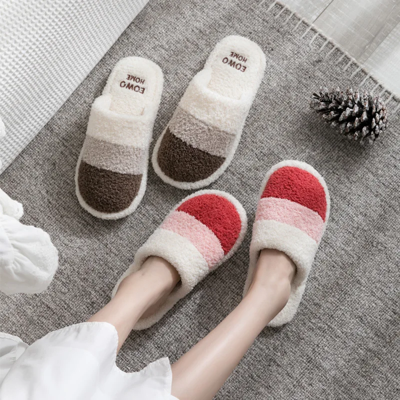 

Explosive Model Plush Cotton Slippers Female Winter Wear Anti-slip Couple Home Warm Home Indoor Men's Cotton Shoes