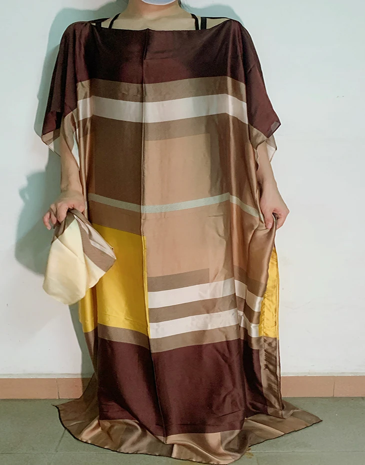 

African Dresses for women 2019 popular satin silk summer women dress Italian style Kaftan Silk dresses Muslim women long dresses