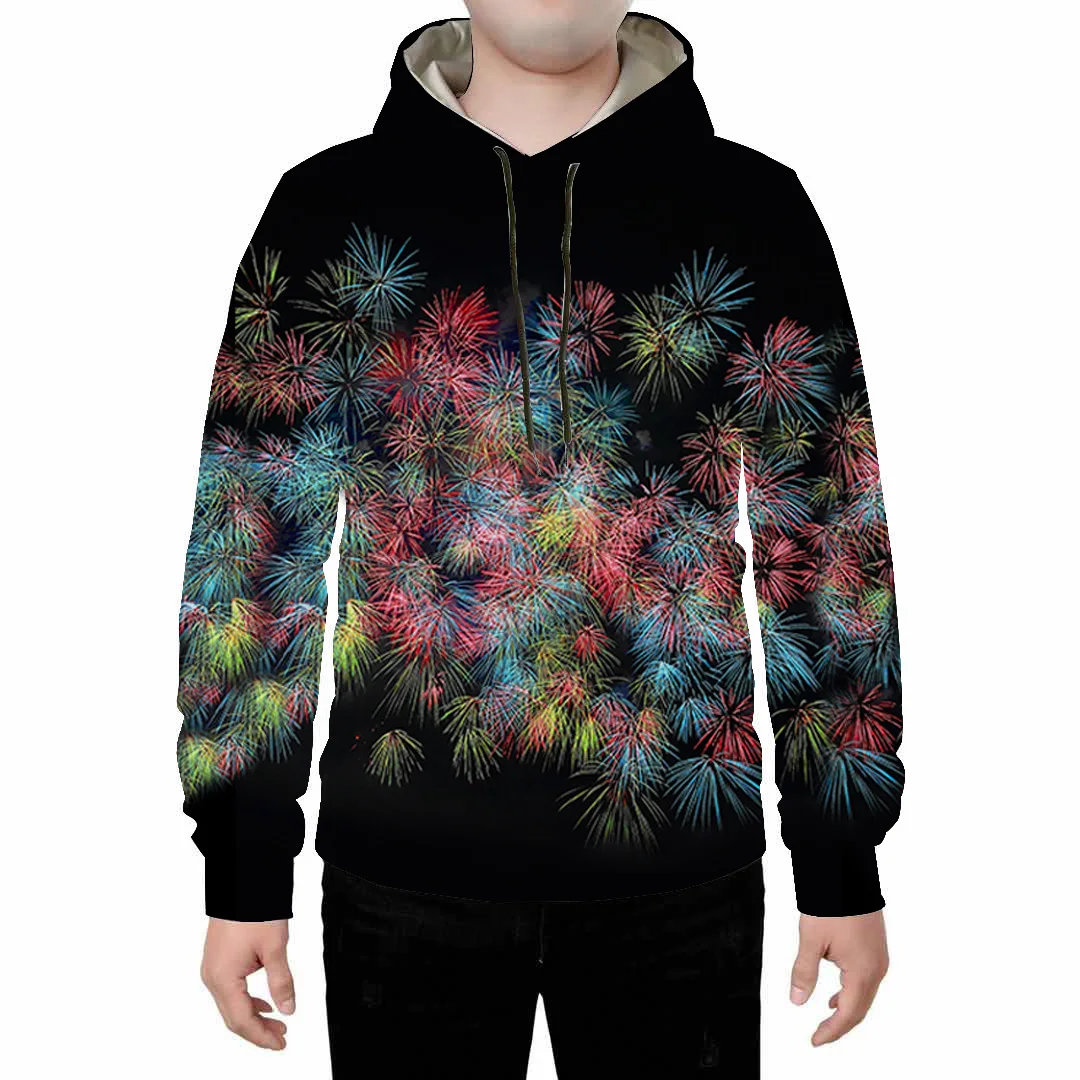 

Factory direct sales source color fireworks 3D digital printing men's and women's loose hoodie baseball uniform
