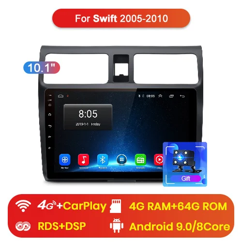 Junsun V1 2G+ 32G Android 9,0 DSP автомобильный Радио мультимедийный плеер для Suzuki Swift 2003-2010 2007 навигация gps 2 din DVD - Цвет: 4G (4GB 64GB)