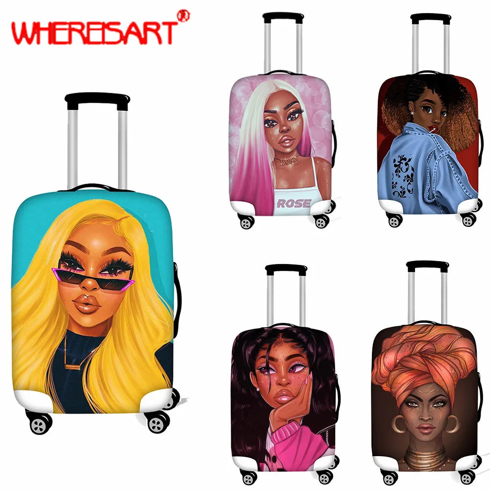 Чехлы для чемоданов чемодан с черной девушкой афро Женщины чехлы костюма