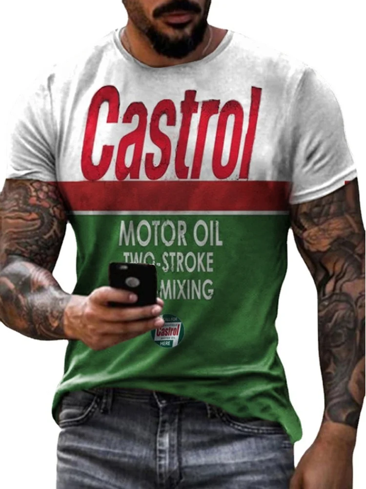 

2021 new men's casual round neck short sleeve digital printing slim fitting Pullover men's T-shirt