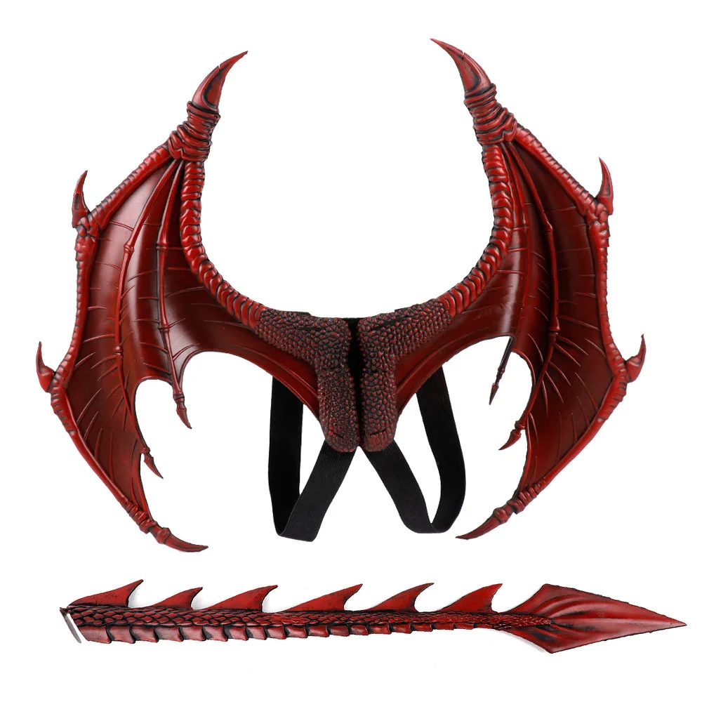 

Halloween Party Costume Foreign Trade Carnival Children Dress Up Dragon Wings Tail Toy Makeup Props Dinosaur Party Decoration