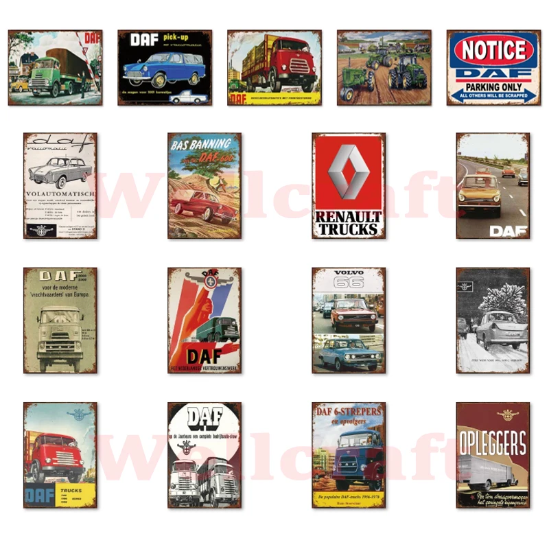 

[ WellCraft ] DAF Trcuk Tractor Car Farm Metal Signs Parking only Posters Vintage Wall Painting Custom Club Decor LTA-1707