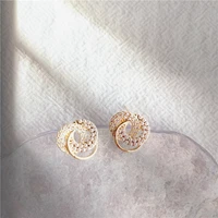 yidalu fashion earrings 14k real gold personality irregular circle luxury brilliant shine zirconia stud earrings