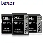 Карта памяти Lexar 32 ГБ, 64 ГБ, SDHC, 128 ГБ, 256 ГБ, SDXC, U3, флэш-карта, 150 Мб, карта памяти SD класса 10 1667X для 3D видеокамеры 4K