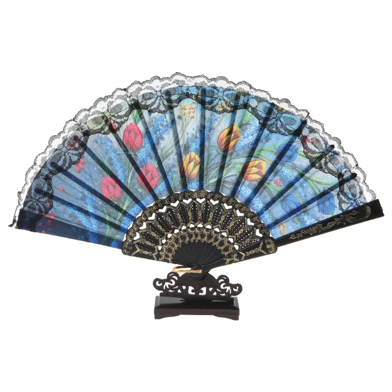

Vintage Art Chinese Style Folding Fan Stand Display Base Holder Home Office Table Decor