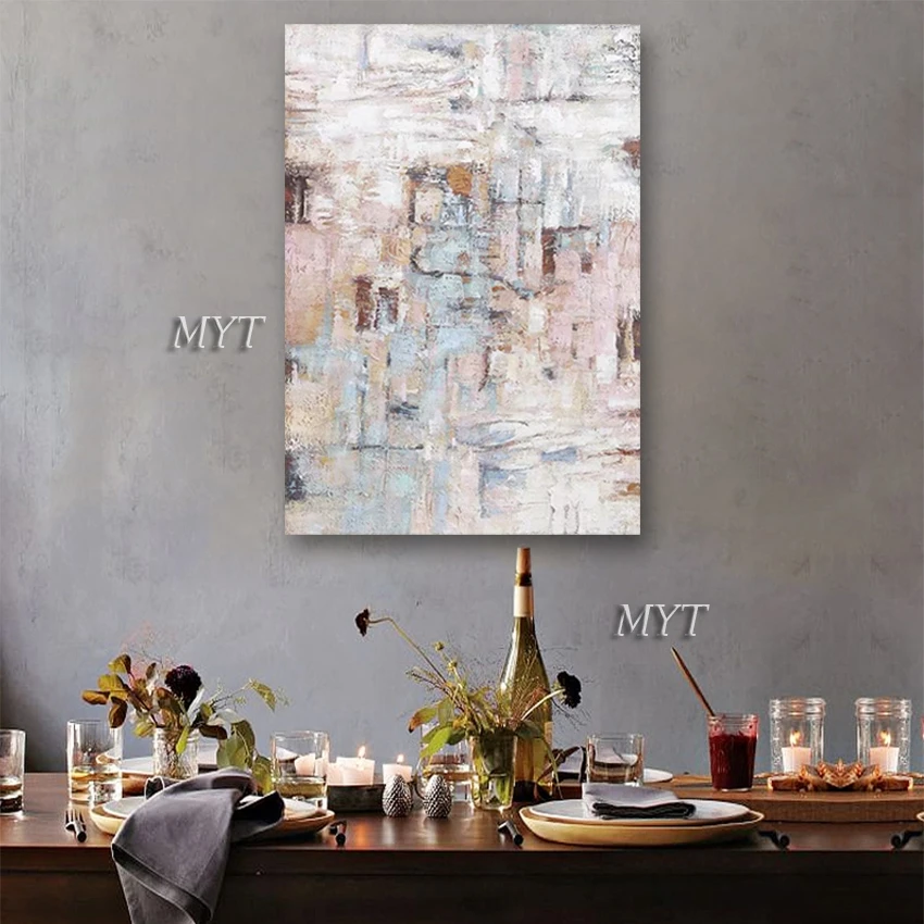 Абстрактная простая картина маслом без рамы на стену в интерьере дизайн 100%