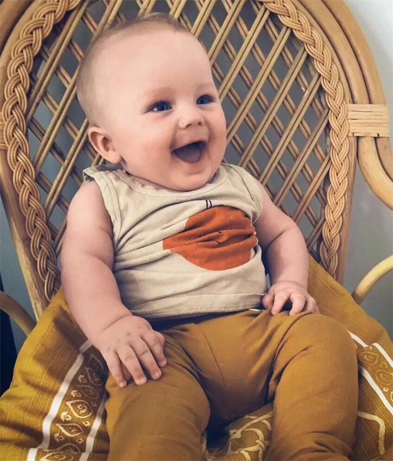 2019 BC/Брендовая детская летняя Жилетка Топы с оранжевым принтом вишни хлопковая