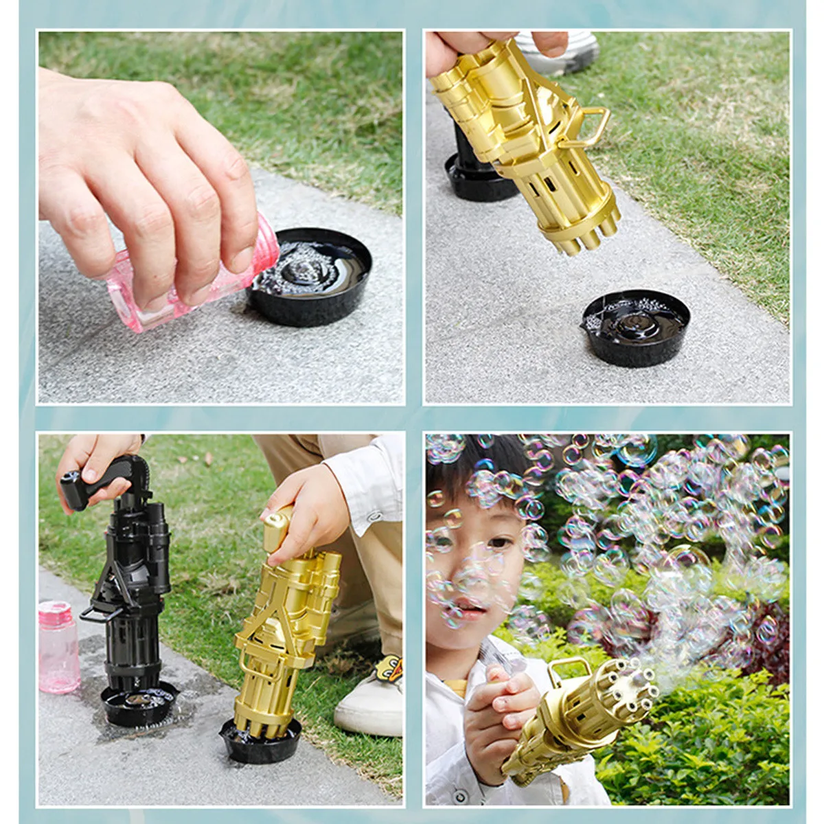 

Kids Automatic Gatling Bubble Gun Toys Summer Soap Water Bubble Machine 2-in-1 Electric Bubble Machine For Children Gift Toys