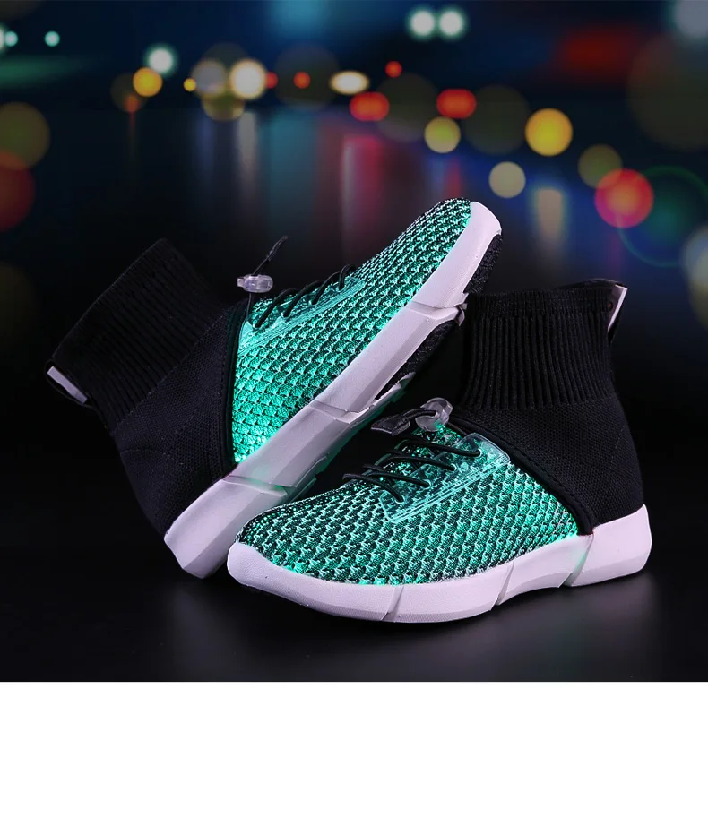 ULKNN Fiber Optic USB Recharge Glow Shoes Boys Girls Shoes Lightweight Running Sneakers LED Light Summer Shoes