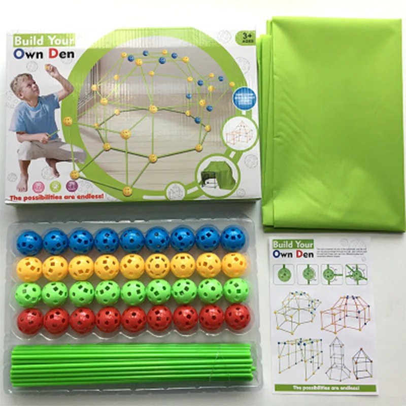 

DIY Sticks Castles Tunnels Tent Kids sports Games Construction Fort Building Kit Hoy Gift globbles balls outdoor Toys for child