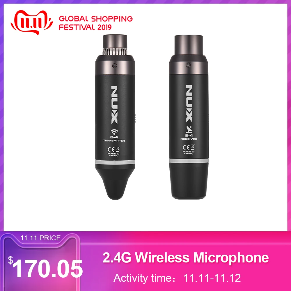 NUX B-4 2,4G беспроводной микрофон микрофонная система 6 каналов подключения Встроенный перезаряжаемый литиевый аккумулятор