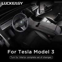 luckeasy interior accessories sticker for tesla model 3 model y 2017 2020 turn fur instrument panel central control patch gray