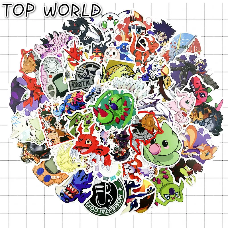 10/50pcs/set Digital Monster Japanese Anime Stickers For Diy Bicycle Motorcycle Scrapbook Skateboard Snowboard Laptop Luggage