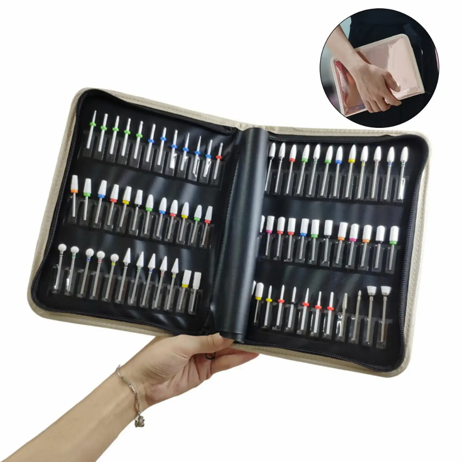 

Nail Art Polishing 72 Slots Nail Drill Bits Holder Organizer Display Storage Box Case for Nail Drill Bit Manicure Tools