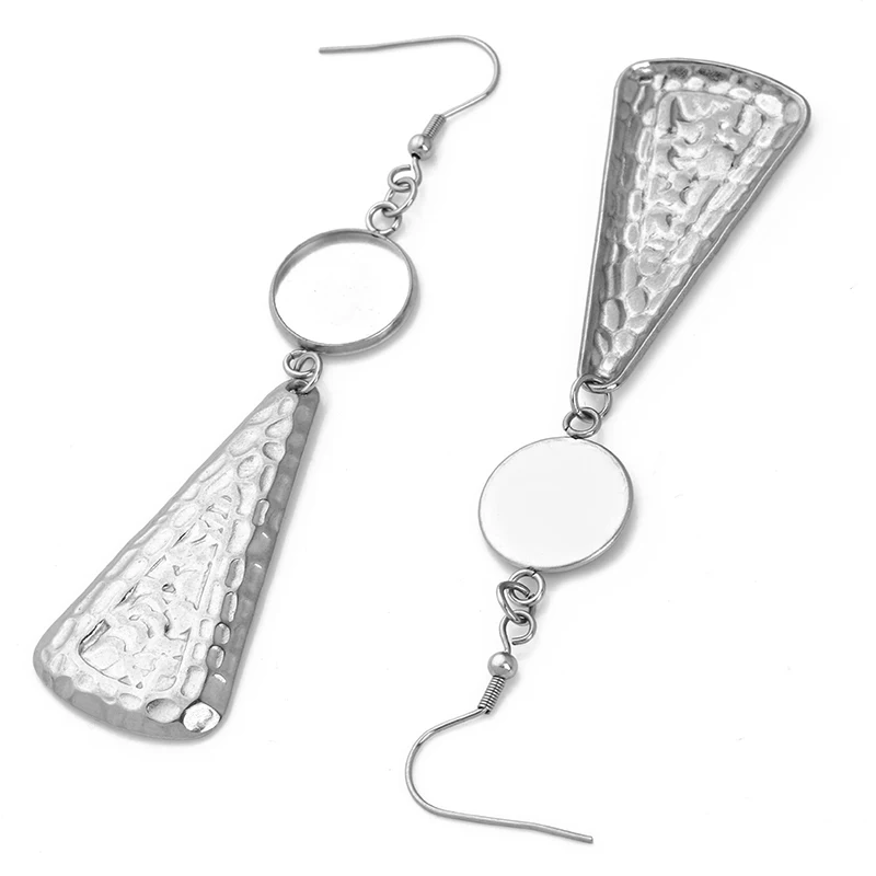6pcs 10 12 14 16 18 20 25mm Stainless Steel Earring Tray Bezel Cabochon Blank Base Findings For DIY Glass Cameo Jewelry Making